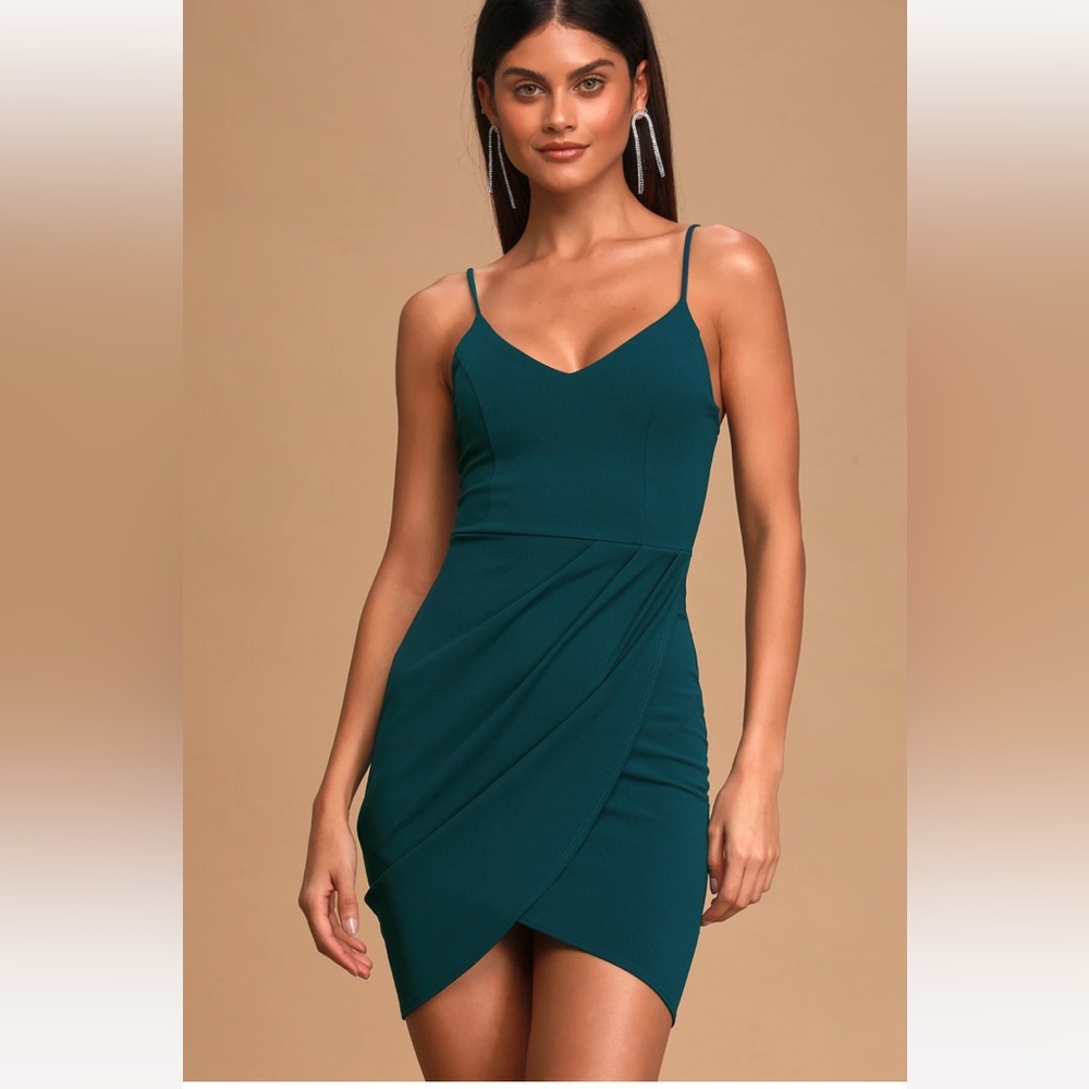 Lulu’s Forever Your Girl Teal Blue Bodycon Dress in Medium
